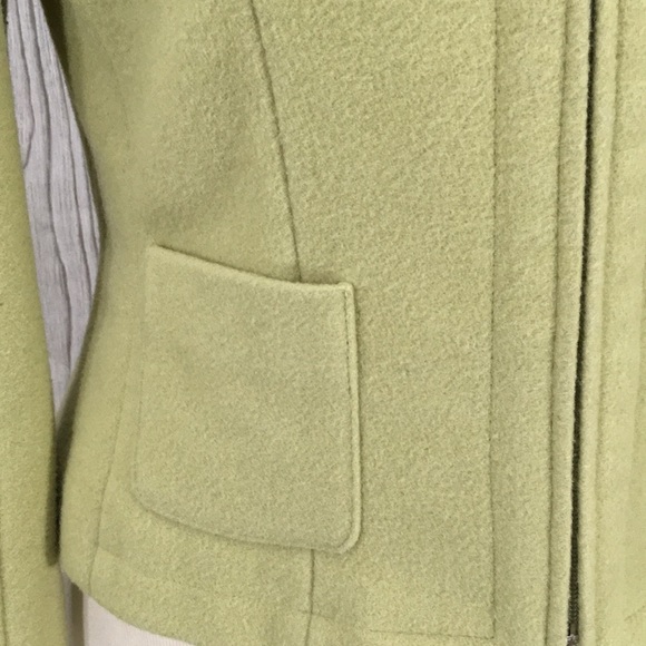 VINTAGE Chadwick’s Wool Mix Zip Blazer Size 4 Chartreuse Yellow Green - Picture 6 of 9